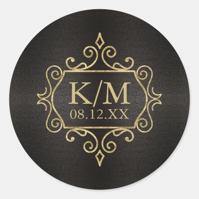 Fine Filigree Gold Wedding ID871 Classic Round Sticker (Front)