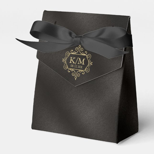 Fine Filigree Gold Wedding ID871 Favor Boxes (Front Side)