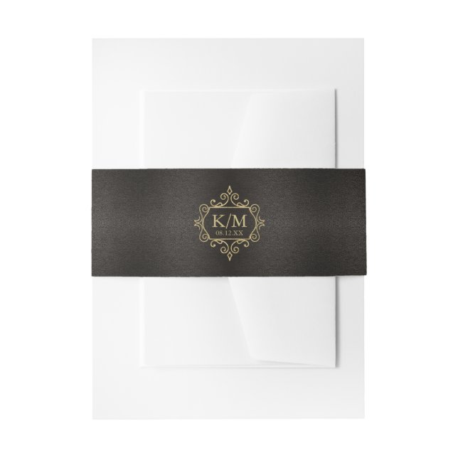 Fine Filigree Gold Wedding ID871 Invitation Belly Band (Front Example)