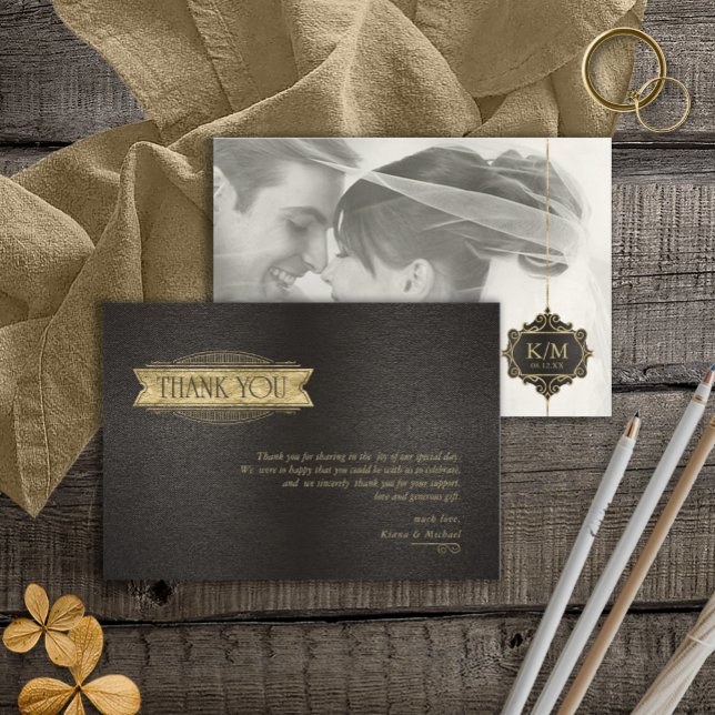 Fine Filigree Gold Wedding ID871 Thank You Card (Creator Uploaded)