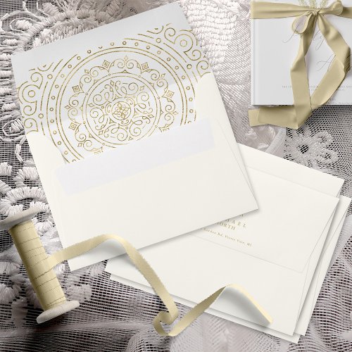 Fine Filigree Gold Wedding Ivory ID871 Envelope