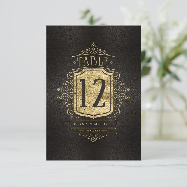 Fine Filigree Gold Wedding Table Number ID871 (Standing Front)