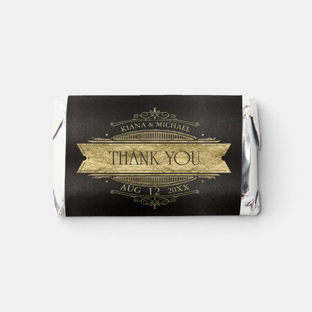 Fine Filigree Gold Wedding Thank You ID871 Hershey's Miniatures (Front)