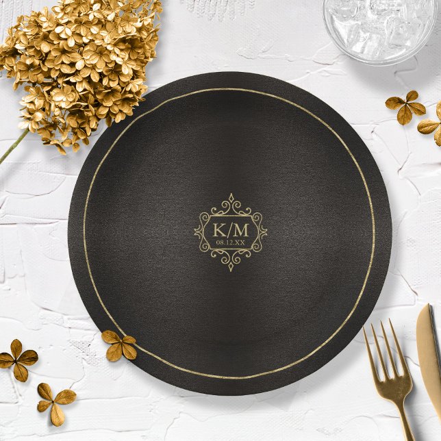 Fine Filigree Gold Wedding V2 ID871 Paper Plates (Creator Uploaded)