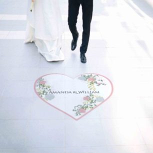 Fine Floral heart-shaped transparent wedding Floor Decals