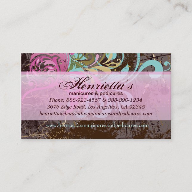 Fine Flower Cool Cute Girly Retro Floral Business Card (Front)