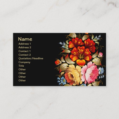 Colorful Folk Art Floral Business Card