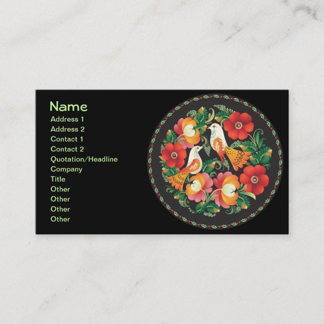 Fine Flower Cool Cute Girly Retro Floral Business Card (Front)