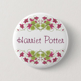 Fine Flower Cool Cute Girly Retro Floral Pinback Button