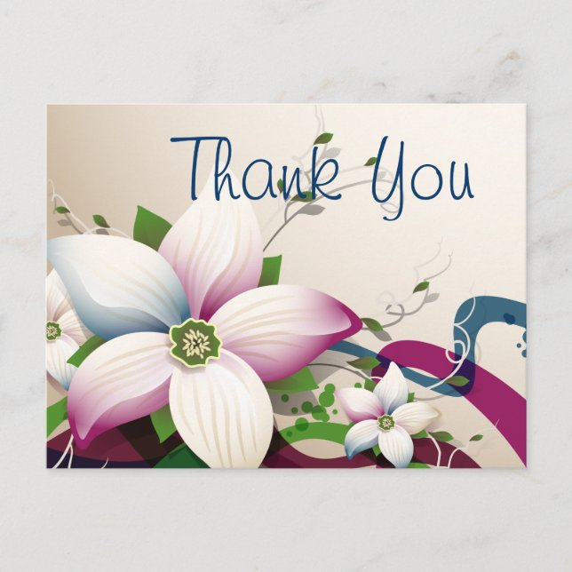 Fine Flower Cool Cute Girly Retro Floral Postcard (Front)