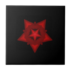 Fine geometric art blood red star black ceramic tile