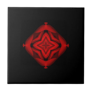 Fine geometric art blood red star flower black ceramic tile