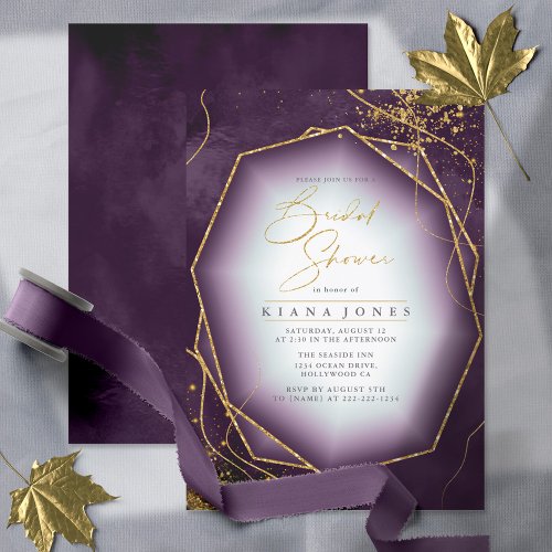 Fine Gold Lines Abstract Bridal Shower Plum ID867