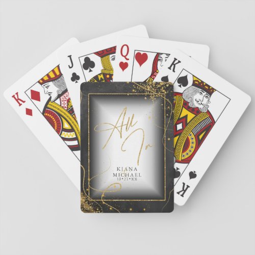 Fine Gold Lines Abstract Wedding All In Blk ID867 Playing Cards