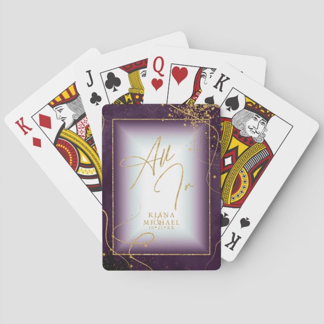 Fine Gold Lines Abstract Wedding All In Plum ID867 Poker Cards (Back)