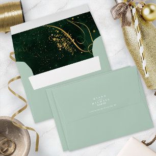 Fine Gold Lines Abstract Wedding V1 Emerald ID867 Envelope