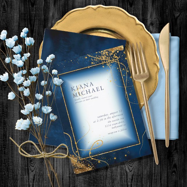 Fine Gold Lines Abstract Wedding V2 Navy ID867 (Creator Uploaded)