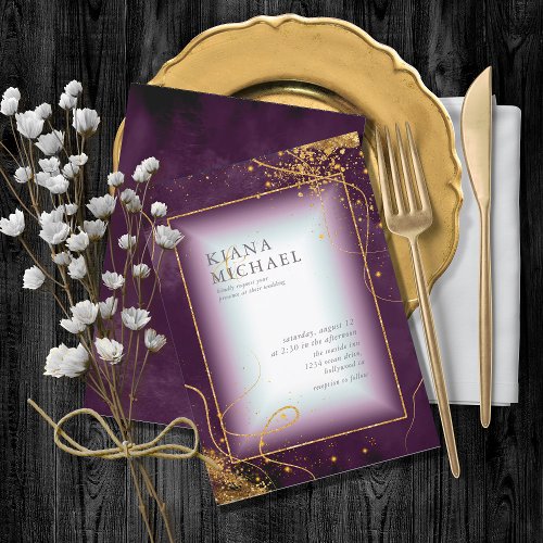 Fine Gold Lines Abstract Wedding V2 Plum ID867