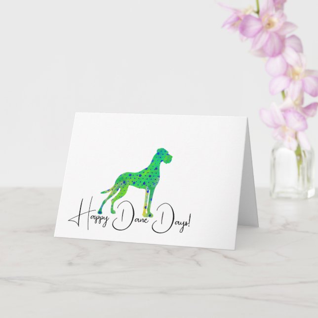 Fine Great Dane green illustration  Card (Orchid)