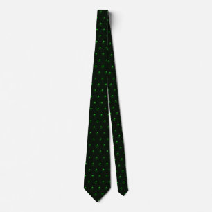 Fine Green Polka-Dot Pattern in Black Neck Tie