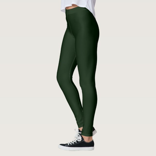 Fine Green Toned Black One Flat Color Leggings (Left)