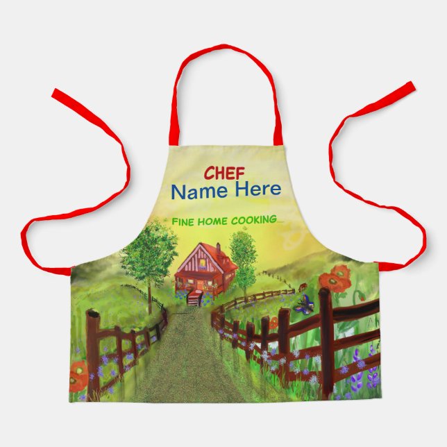 Fine Home Cooking Chef (Name Here) Kids Apron (Front)