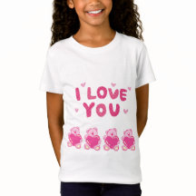 Fine Jersey T-Shirt for girls"I love you"