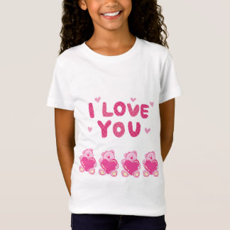 Fine Jersey T-Shirt for girls"I love you"