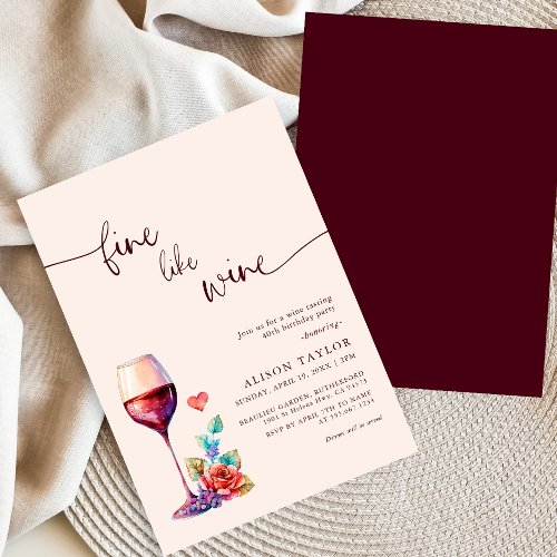 Fine Like Wine Birthday Party Invitation
