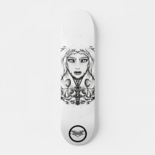 Fine line art drawing of Animalia with animals Skateboard