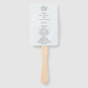 Fine-line classic Vintage Crest monogram program Hand Fan