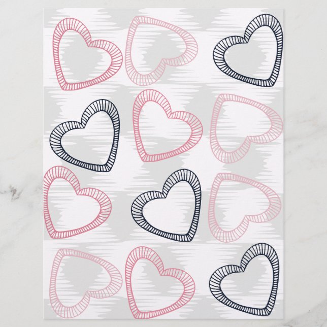 Fine Line Heart Scrapbook Paper (Front)