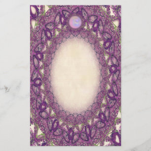 Fine Lined Purple Butterfly Lace Stationery