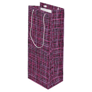 Fine lines Checkered pattern C09.pink on Black BG Wine Gift Bag