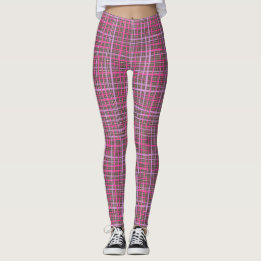 Fine lines Checkered pattern C09.pink on Brown Leggings