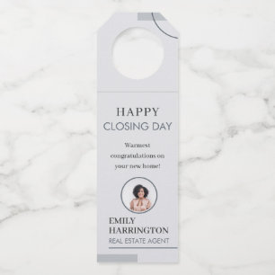 Fine Lines Closing Day Real Estate Agent Gray Bottle Hanger Tag