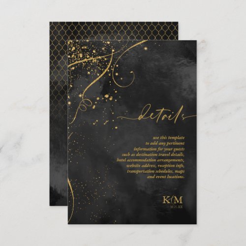 Fine Lines Gold Abstract Details Black ID867 Enclosure Card