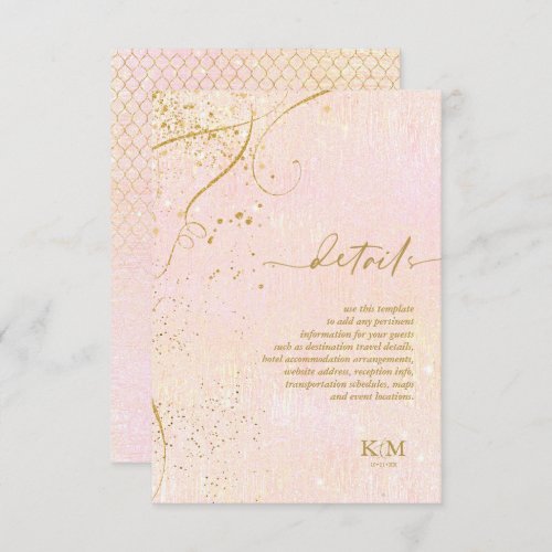 Fine Lines Gold Abstract Details Blush ID867 Enclosure Card