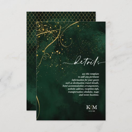Fine Lines Gold Abstract Details Emerald ID867 Enclosure Card