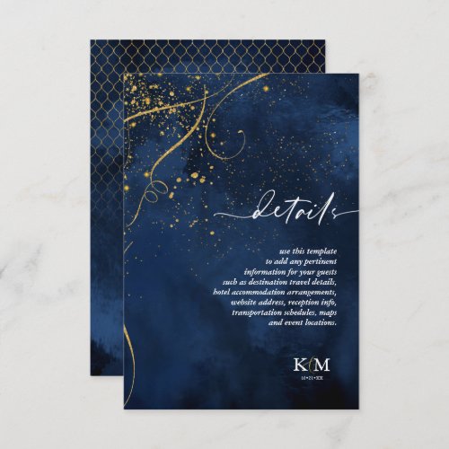 Fine Lines Gold Abstract Details Navy ID867  Enclosure Card