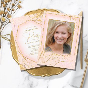 Fine Lines Gold Abstract Graduation Blush Id907 by arrayforcards at Zazzle