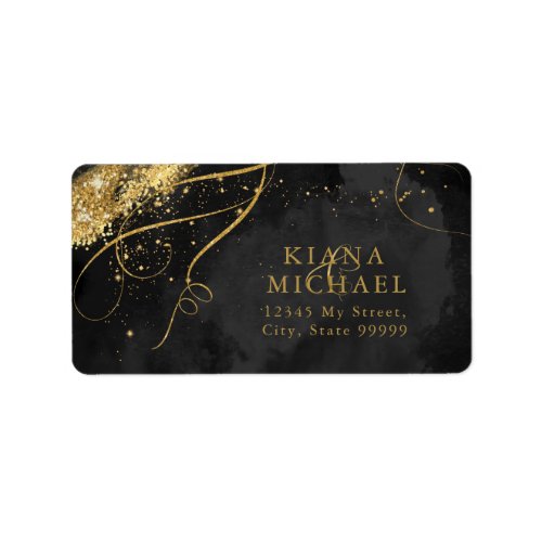 Fine Lines Gold Abstract Wedding Black ID867 Label