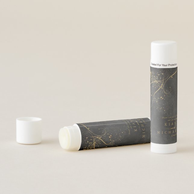 Fine Lines Gold Abstract Wedding Black ID867  Lip Balm (In Situ)