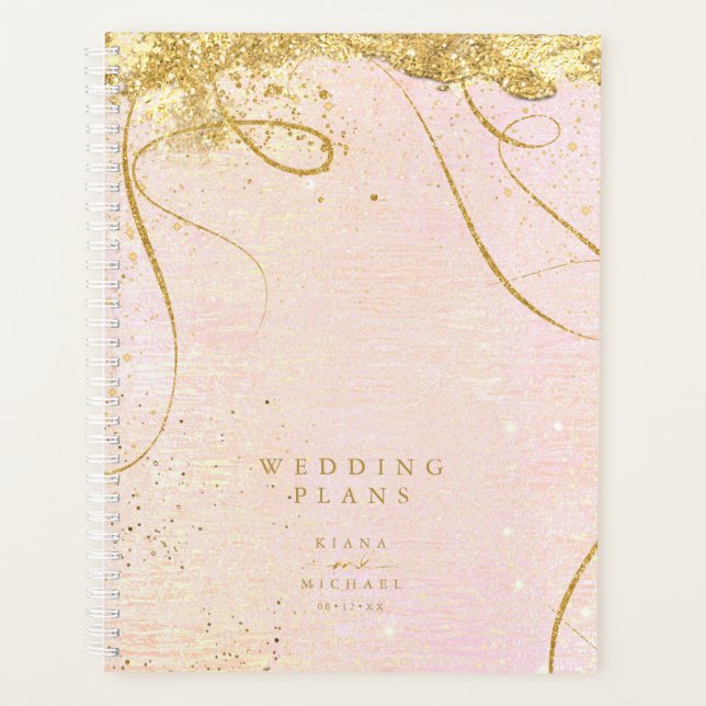 Fine Lines Gold Abstract Wedding Blush ID867  Planner (Front)