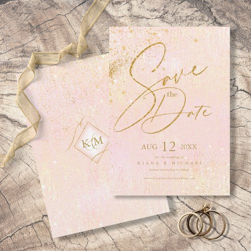 Fine Lines Gold Abstract Wedding Blush ID867 Save The Date