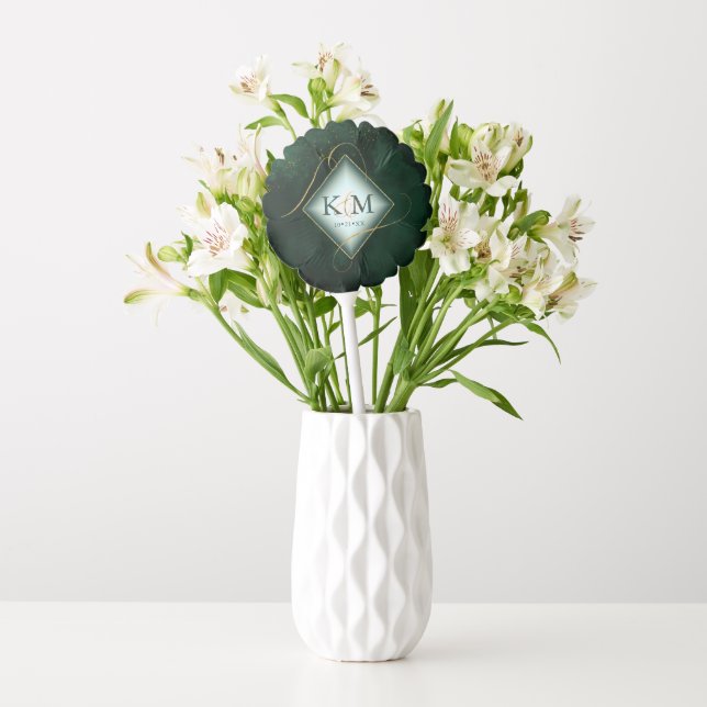 Fine Lines Gold Abstract Wedding Emerald ID867 Balloon (Vase)