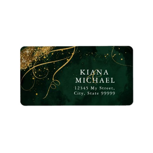 Fine Lines Gold Abstract Wedding Emerald ID867 Label