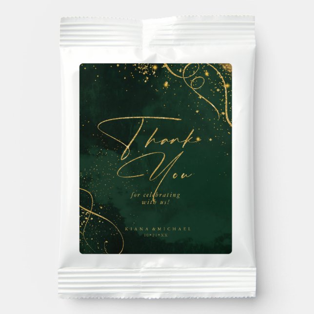 Fine Lines Gold Abstract Wedding Emerald ID867 Margarita Drink Mix (Front)