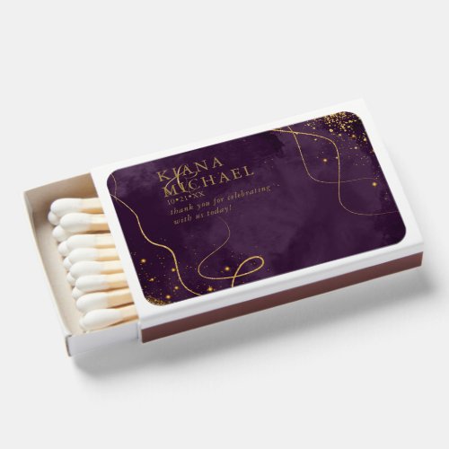 Fine Lines Gold Abstract Wedding ID867 Matchboxes