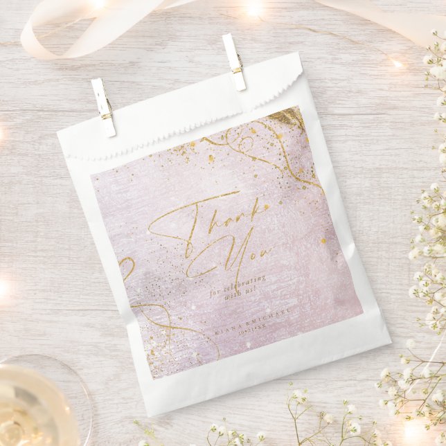 Fine Lines Gold Abstract Wedding Mauve ID867  Favor Bag (Clipped)